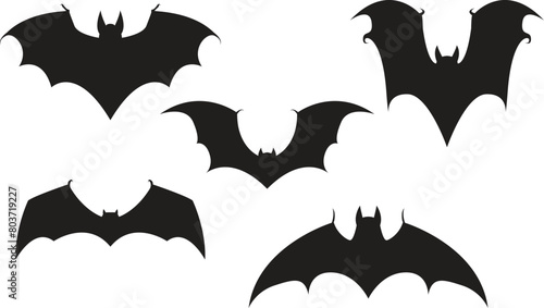 set of silhouette bat on transparent background, vector design