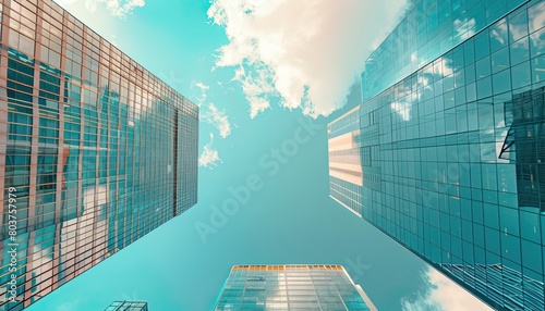 Skyscape of a group of modern office buildings in the city