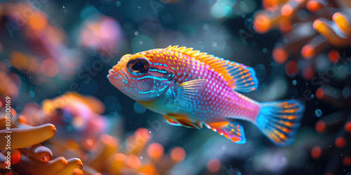 A vibrant coral reef fish. Created with Ai