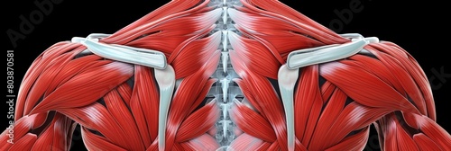 The image shows a detailed view of the back muscles.