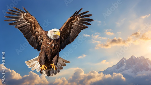 Eagle flying over sky 