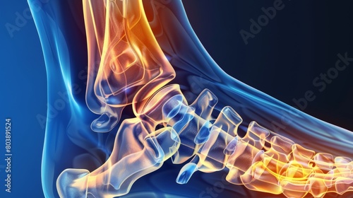 MRI scan of a human ankle joint, showing the bones and ligaments.