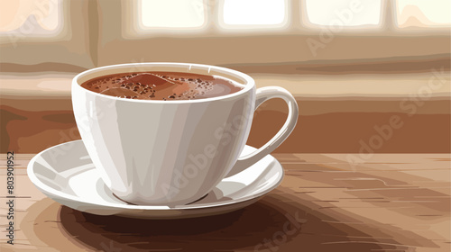 Cup of hot chocolate on table style vector des