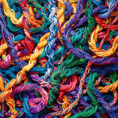 A pile of colorful yarn.