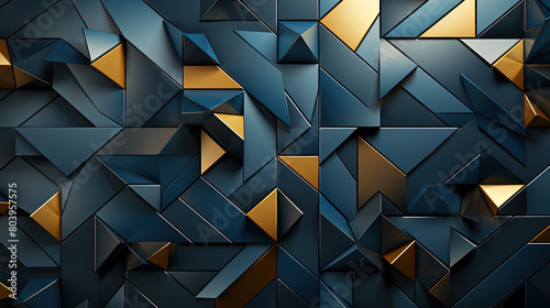Minimalistic Blue and Gold Geometric Pattern Background