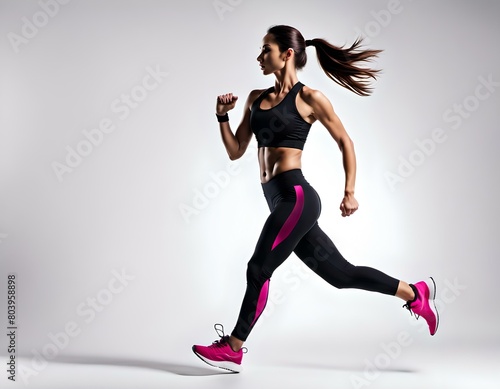 Sport e salute, giovane donna che corre, fa jogging e si allena