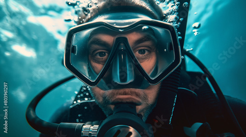 portrait of scuba diver underwater