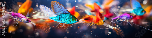 Vibrant Tropical Fish Swimming Gracefully in Aquarium