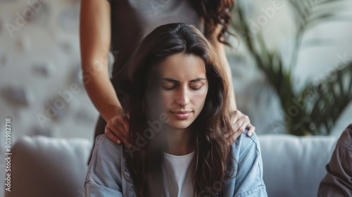 A psychotherapy session with an addicted woman. Consolation, Help,Anxiety, Disorder, Loneliness, Illness, Depression, Stress, Alcohol and Drug addiction concepts