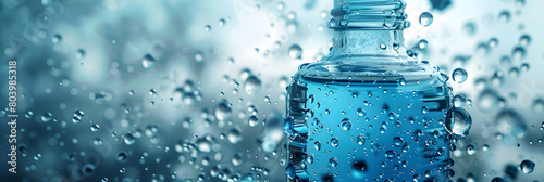 A close up of a bottle of water with a splash of water, Fresh Mineral Water.
