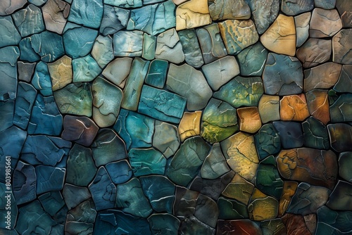 Beautiful background of broken multi-colored ceramic tiles
