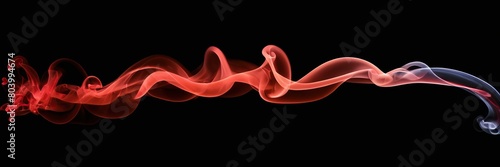 Flowing red smoke stream on black background