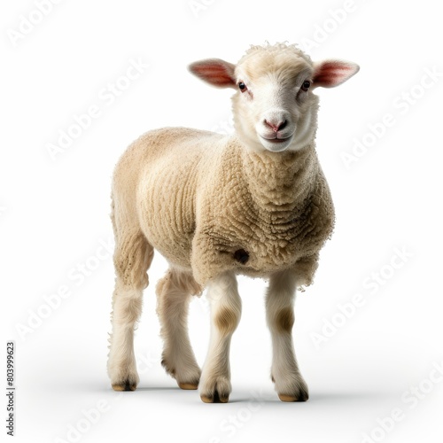 Fluffy sheep standing gracefully exuding calmness and innocence