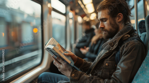 European commuters read books, listen to music