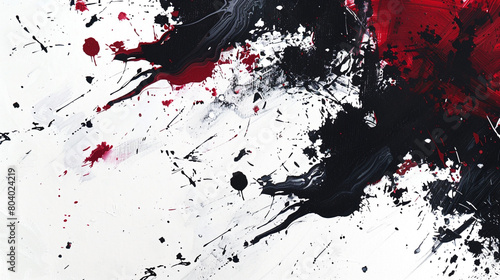 Striking abstract gouache wallpaper with a modern twist of black and red ink splatters.