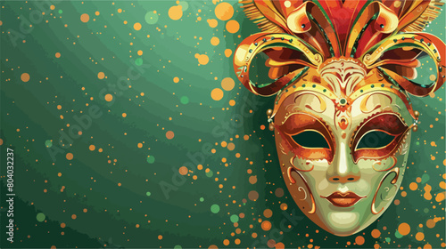 Carnival mask on green background Vector style vector