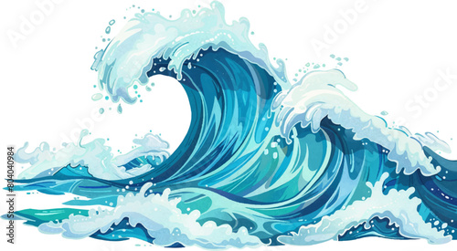 cartoon illustration of big wave isolated on white background