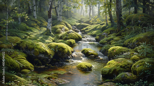 Mosscovered rocks and shimmering streams winding through the underbrush