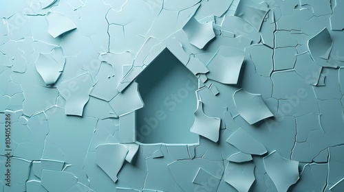 Cracked and Damaged Weathered Blue Wall Texture Background with Peeled Paint and Rough Distressed