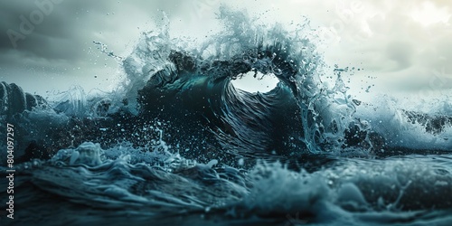 Crashing ocean wave captured from water surface