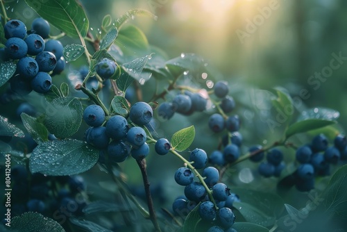 a lot of ripe blueberries closeup - background. Beautiful simple AI generated image in 4K, unique.