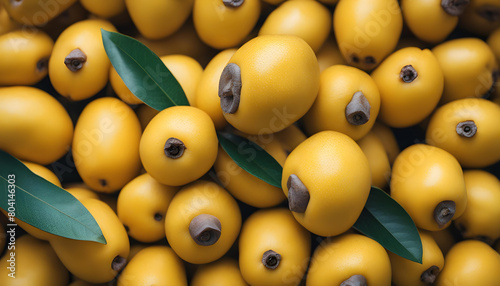 Close up yellow loquat fruit pile.