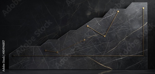 A minimalist graph, etched into a slab of polished marble, the upward trend highlighted by a single golden line against a stark, black background.