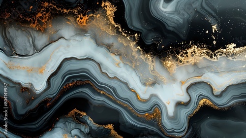 Sophisticated Marbling: Abstract Art with Metallic Gold Highlights