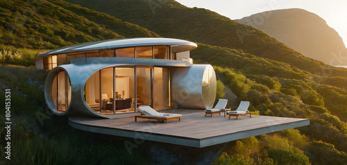 A Futuristic concept for remote ecological luxury homes which are good for the earth, conservation, and environment. It uses renewable energy and blend in with nature. A perfect vacation rental 