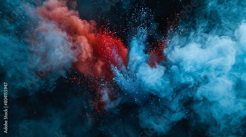 Light Blue Dark Blue Red And White Color Powder with Black Background