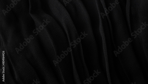 Black pleated fabric texture, plisse fabric cloth background