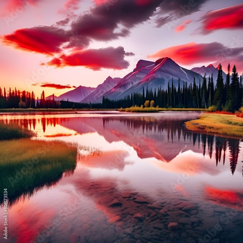  vermilion lakes nestled in banff national park each reflecting the majestic canadian rocky mountain