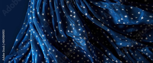 Blue maxi dress with white star patterns , professional photography and light