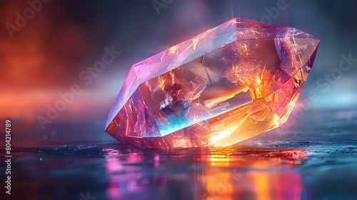 Mesmerizing Crystal Gemstone with Vibrant Light Display