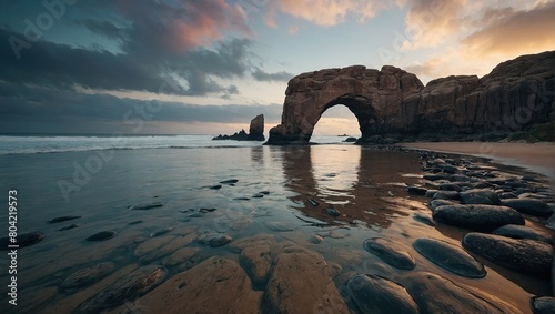 Stone arch on beach