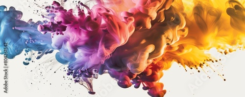 Vibrant chemical reaction featuring dynamic color blend and expressive paint splashes