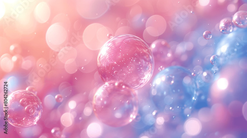 Pastel Pink and Blue Bubble Abstract Background