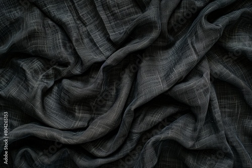 Detailed close-up view of a black fabric showcasing texture, weave, and color depth