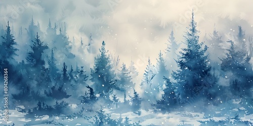 Ethereal Winterscape Captivating Snowy Forest Scene with Magical Ambiance