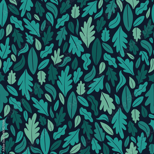 Colorful leaves seamless vector pattern