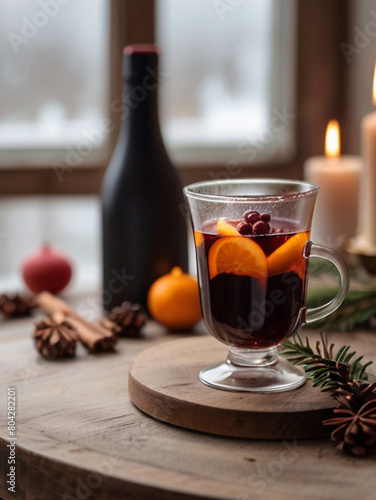Mulled red wine on the table.