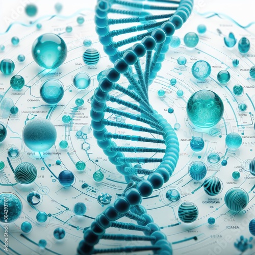 Cyan DNA genome structure biotechnology concept