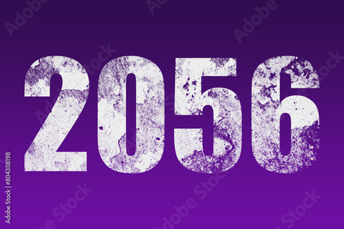 flat white grunge number of 2056 on purple background. 