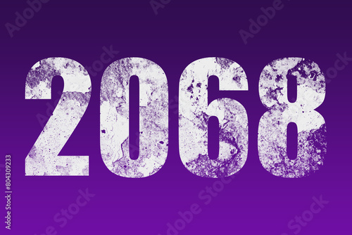 flat white grunge number of 2068 on purple background. 
