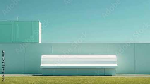 minimalist lawn bowls bench situated at the edge of the green