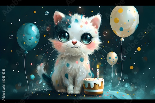 Fondo de pantalla de feliz cumpleaños con lindos gatos. Feliz cumple. Felicidades en tu cumpleaños.