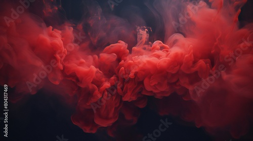 Abstract red smoke against a dark backdrop. clouds with a red hue