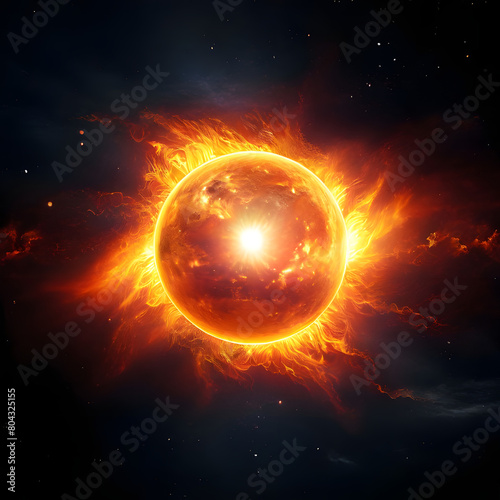 Solar eclipse full moon is an astronomical phenomenon. Realistic illustration of a solar eclipse. The moon covers the sun .