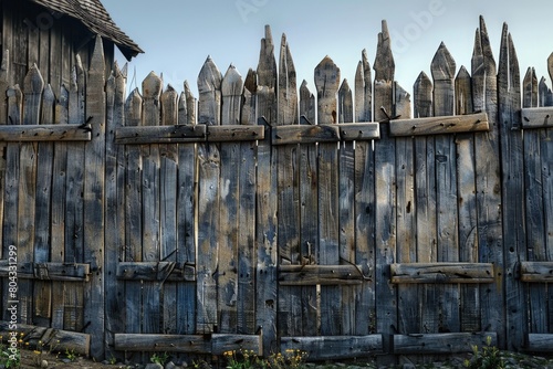 Large picket wall in a medieval village.