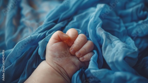 Macro photography of a babys hand clutching a mothers finger